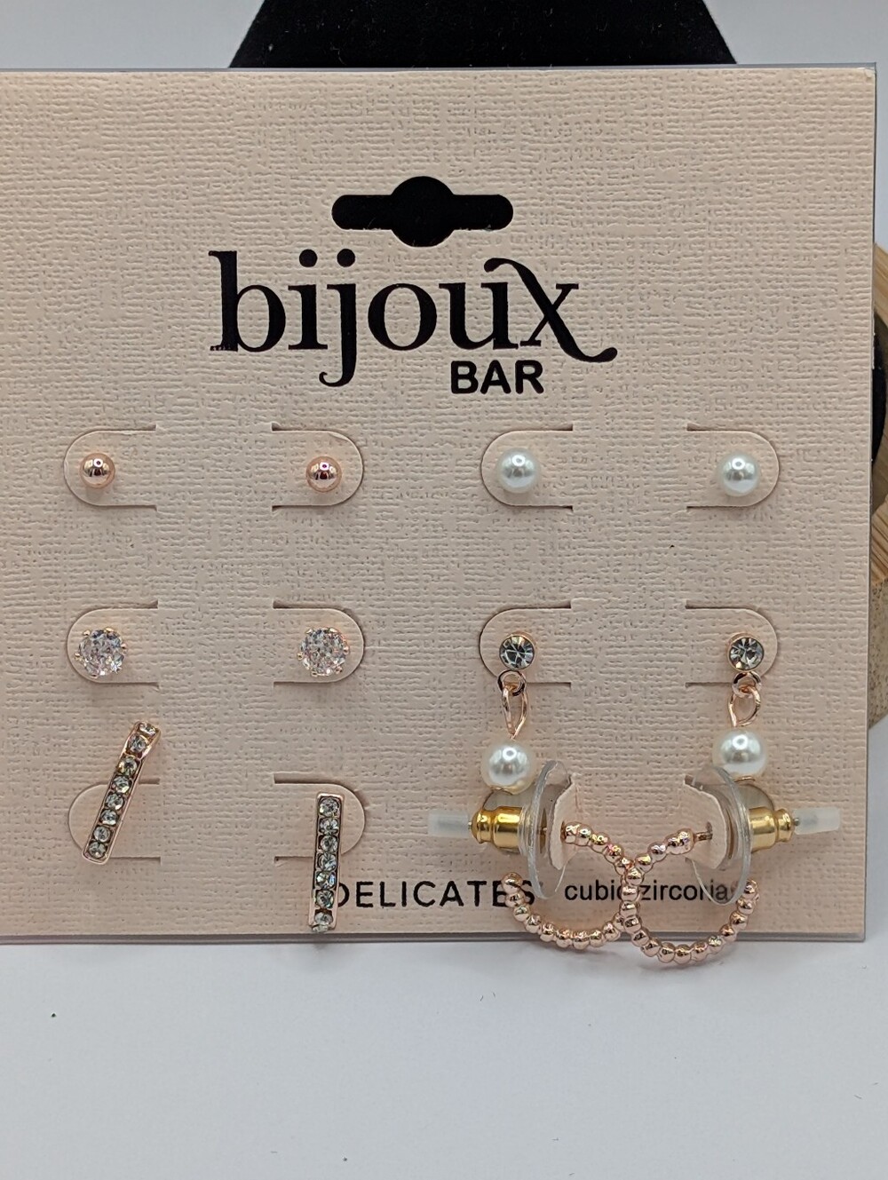 Rose Gold and Pearl 6-Pair Earring Set